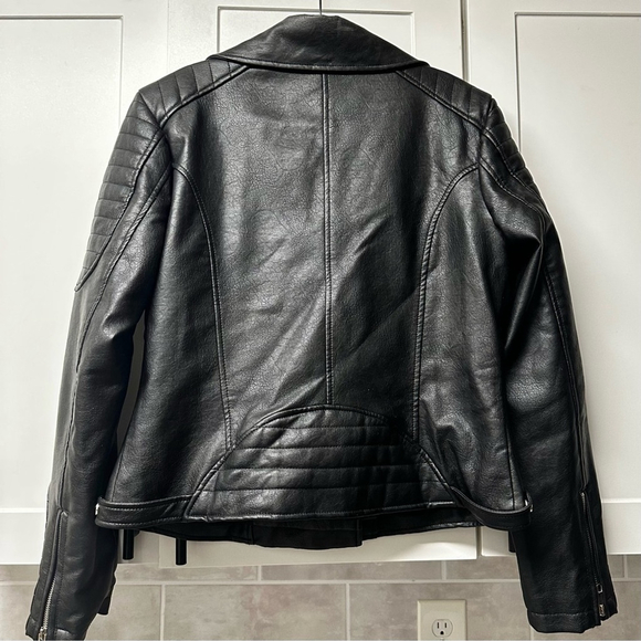 DEX Black Faux Leather Moto Jacket L - Picture 7 of 10